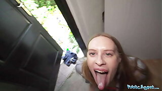 Public Agent Nikki Conundrum taken to a garden shed and has her wet pussy pounded by a huge cock
